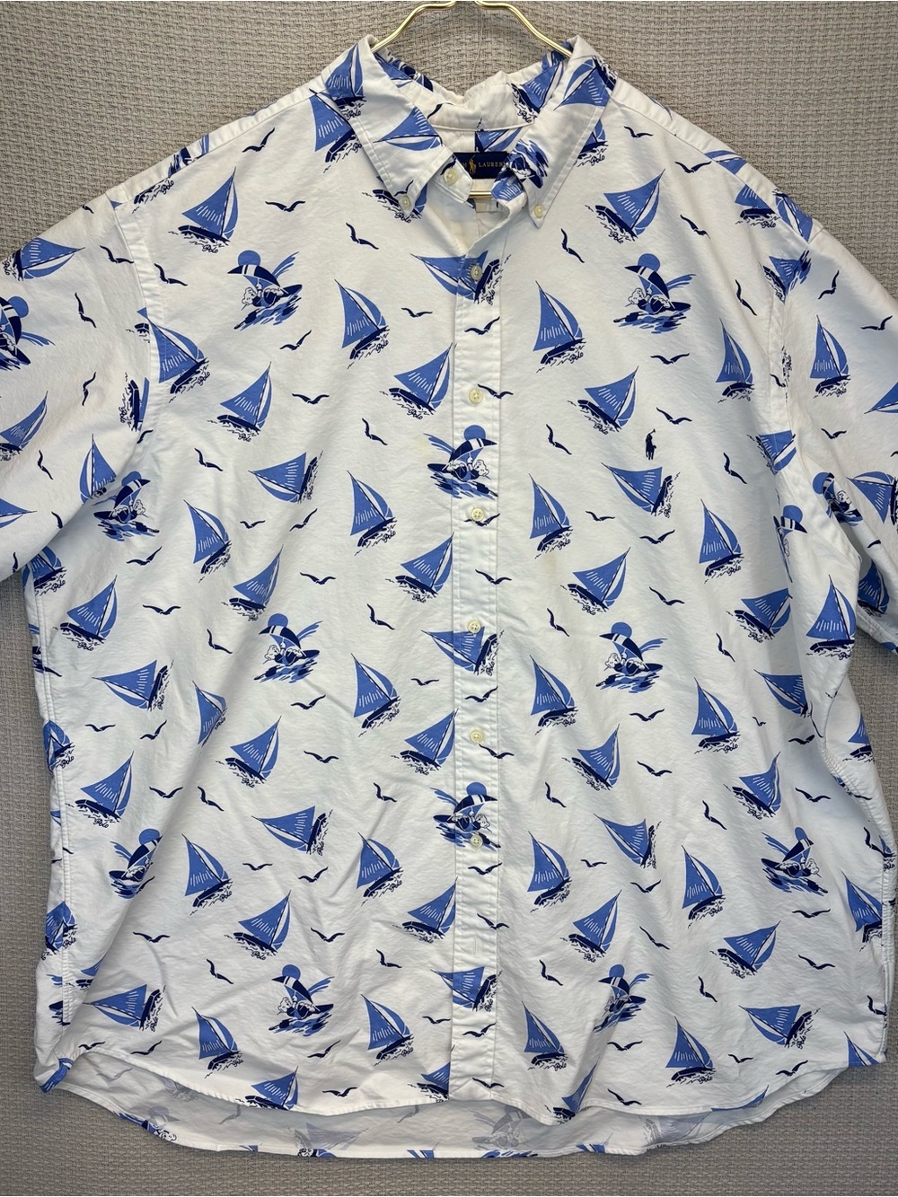 Polo Ralph Lauren Men 3XB Short Sleeve Shirt Polo Bear Skipper Sailboats Preppy